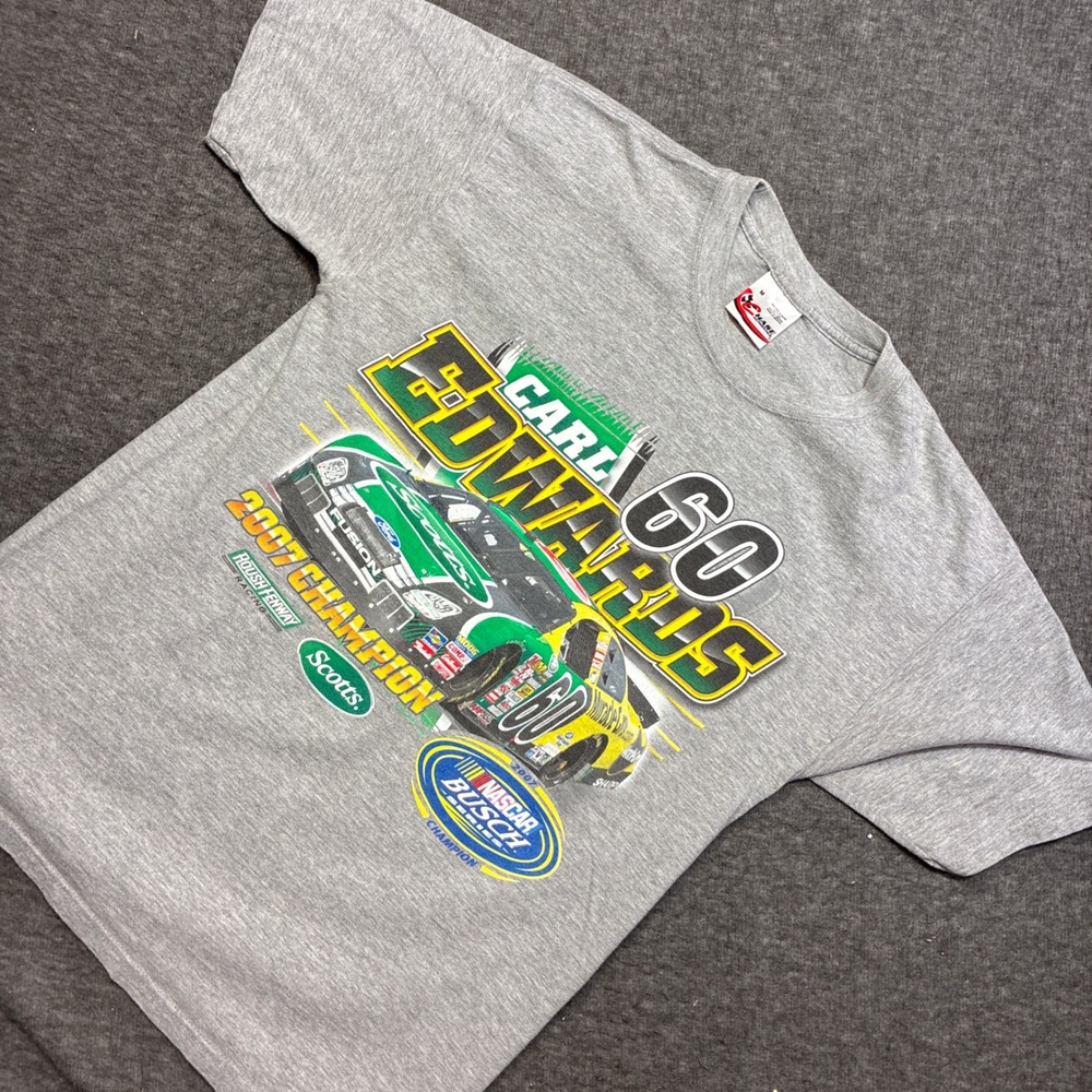 Vintage Chase Authentics T-Shirt Mens Medium Gray Carl Edwards 2007 Champion